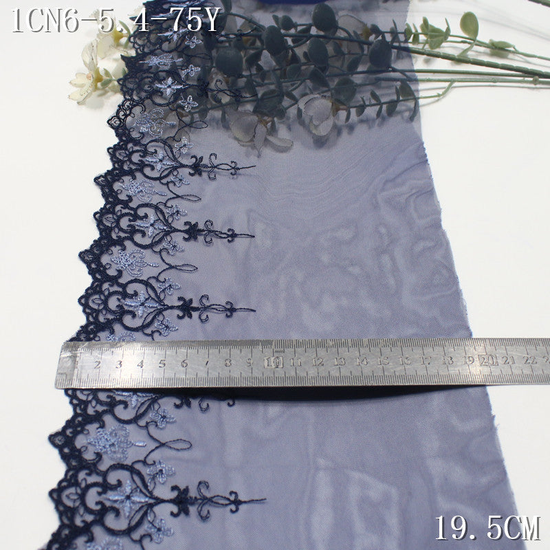 FREEDOMBEAUTY | Mesh embroidery lace French navy blue pattern, clothing skirt hair band lace accessories DIY