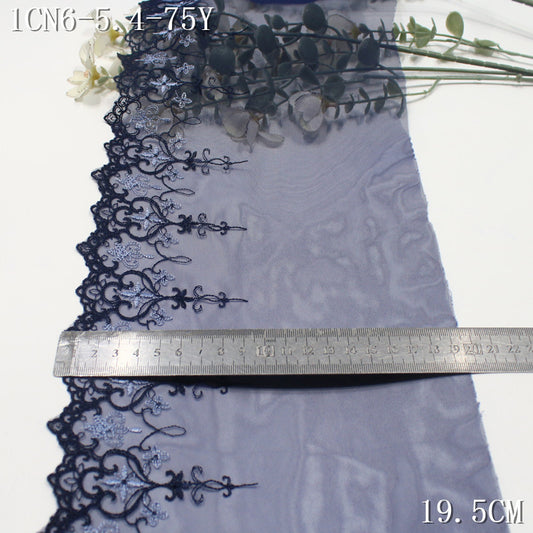 FREEDOMBEAUTY | Mesh embroidery lace French navy blue pattern, clothing skirt hair band lace accessories DIY