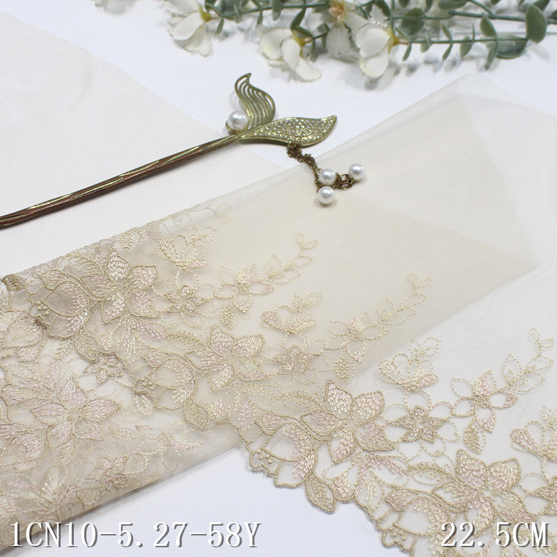 FREEDOMBEAUTY | Unilateral retro small flower light mesh embroidery 22cm clothing home textile lace lace accessories DIY