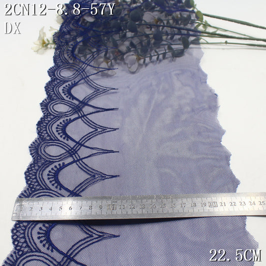 FREEDOMBEAUTY | Navy blue mesh embroidery lace tracing oval pattern 22.5cm clothing home textile tablecloth accessories