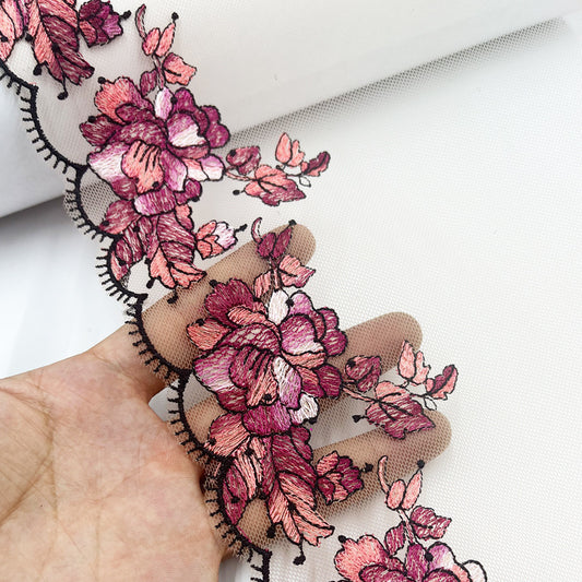 FREEDOMBEAUTY | Spot skin tone pressed yarn flower mesh underwear embroidery flower trim accessories home textile curtain sofa cushion decoration