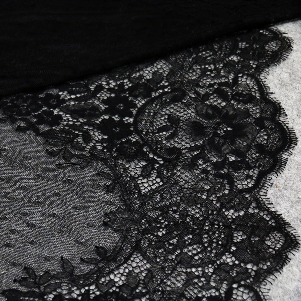 FREEDOMBEAUTY | 53cm wide symmetrical eyelash lace, positioning eyelash lace fabric, computer embroidered lace