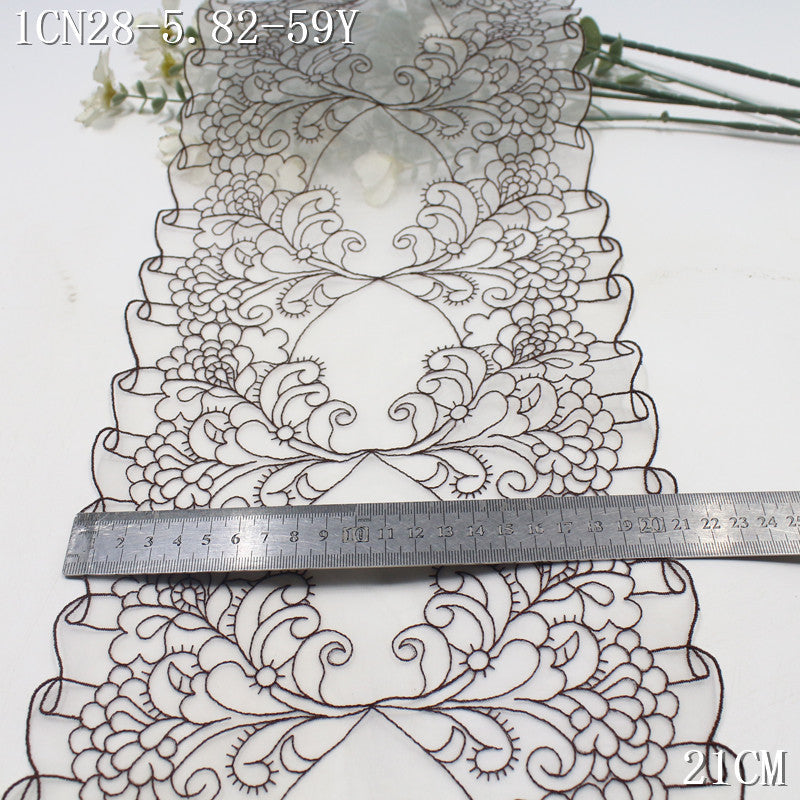 FREEDOMBEAUTY | [1pack] European retro roll grass pattern line mesh embroidery lace 22cm court dress neckline lace accessories