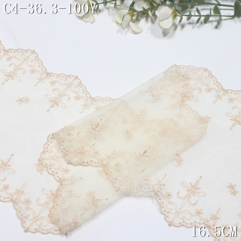 FREEDOMBEAUTY | Color mesh embroidery lace bilateral French pattern, Lolita skirt children's lace accessories