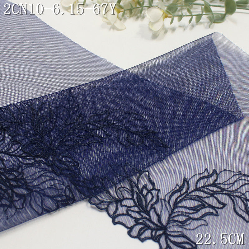 FREEDOMBEAUTY | [1Pack] Two-color mesh modern style bilateral scattered flower spikes embroidery lace 22.5cm clothing accessories