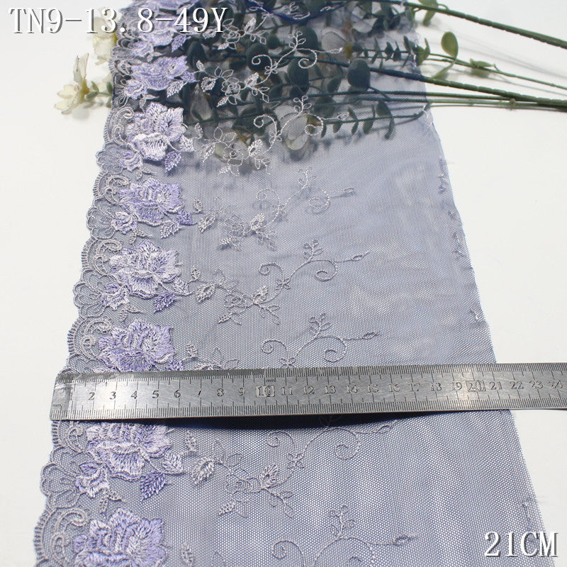 FREEDOMBEAUTY | Navy blue mesh yarn Japanese and Korean style flower vine embroidery lace, clothing skirt underwear lace accessories
