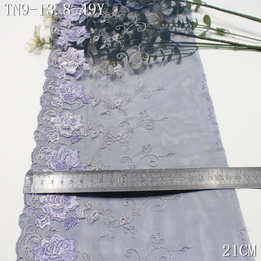 FREEDOMBEAUTY | Navy blue mesh yarn Japanese and Korean style flower vine embroidery lace, clothing skirt underwear lace accessories