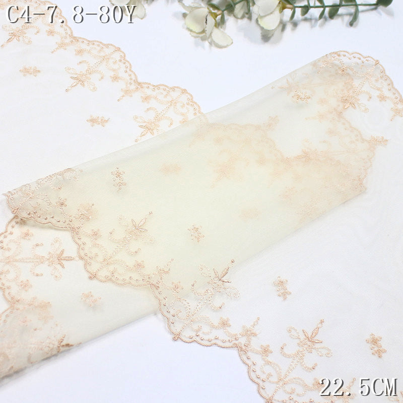 FREEDOMBEAUTY | Color mesh embroidery lace bilateral French pattern, Lolita skirt children's lace accessories