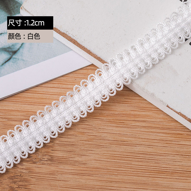 FREEDOMBEAUTY | The manufacturer supplies 1.2cm knitted white double bud strap, nylon elastic skin-friendly centipede bud decorative elastic strap
