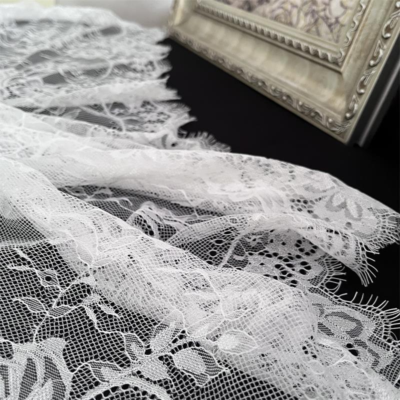 FREEDOMBEAUTY | Lace eyelash fabric black and white dress nylon eyelash lace fabric 150cm lace accessories ins