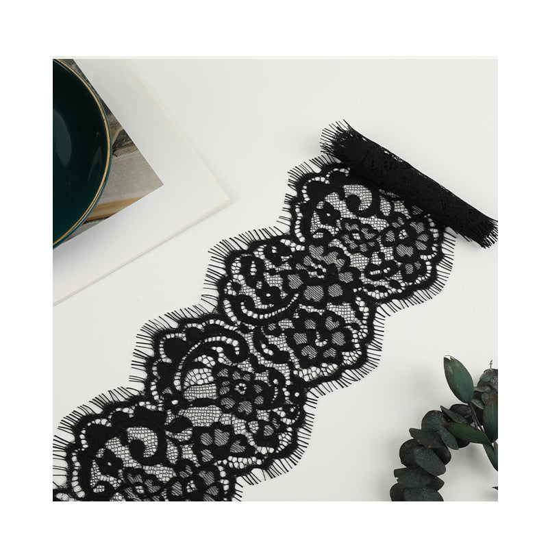 FREEDOMBEAUTY | [laser-cut lace] Black eyelash lace, hot-selling eyelash lace, home textile Lolita light luxury lace accessories