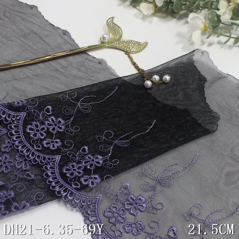 FREEDOMBEAUTY | Multi-color mesh unilateral French flower embroidery lace, clothing home textile 19cm lace accessories