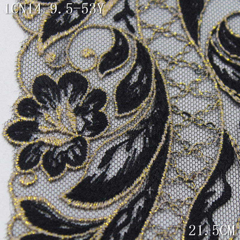FREEDOMBEAUTY | [1Pack] Luxury retro gold thread flower mesh embroidery lace, dress home curtains dress lace accessories