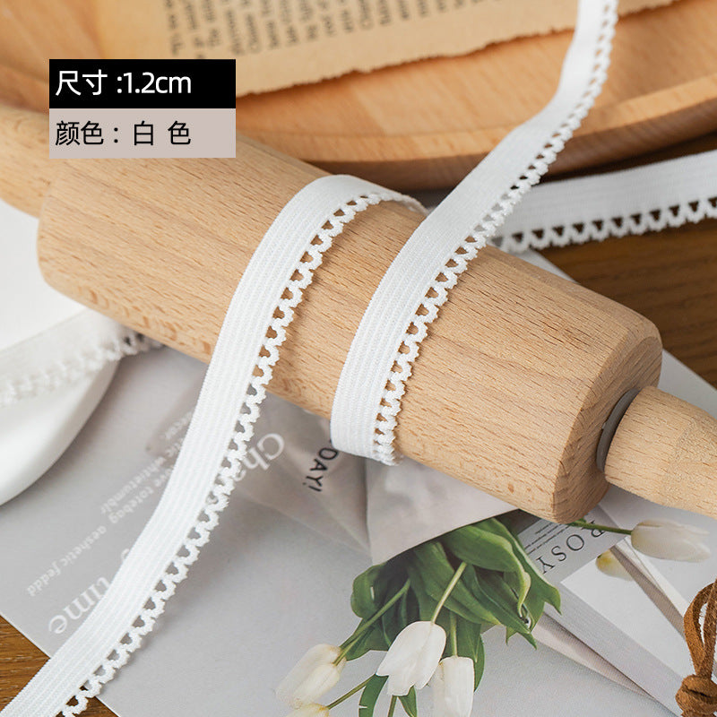 FREEDOMBEAUTY | Factory direct 1.2CM nylon elastic bud belt black and white spot, handmade DIY women's underwear decorative elastic