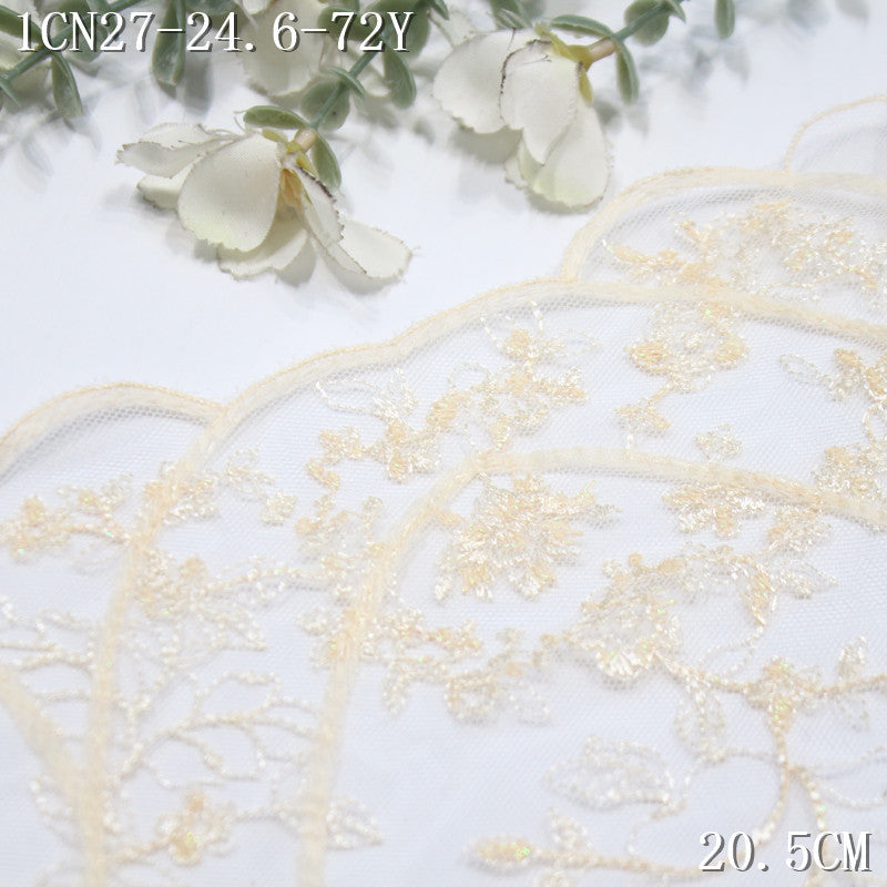 【1Pack】-Freedombeauty | French light luxury white mesh yarn unilateral ring line pattern embroidery 20.5cm fashion jewelry accessories