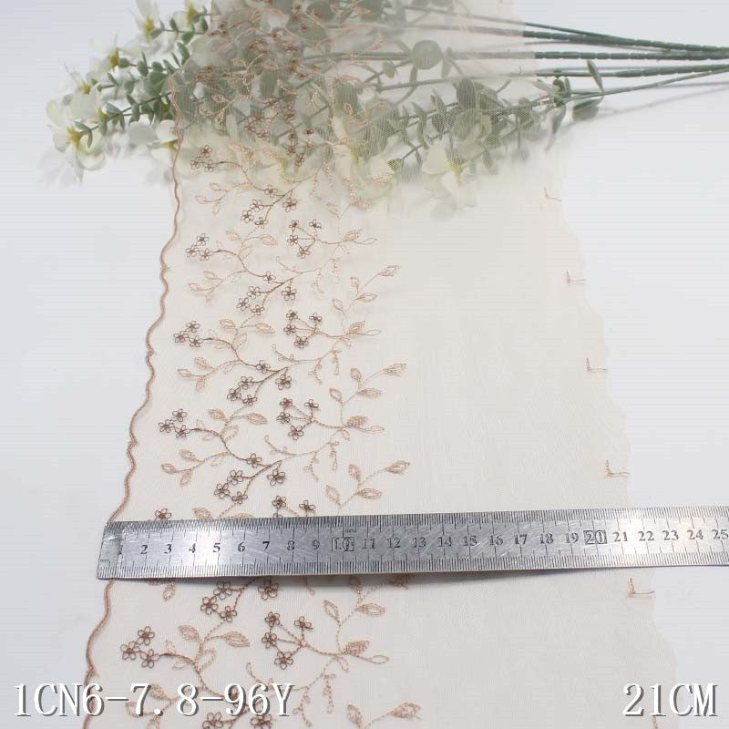 FREEDOMBEAUTY | [1Pack] Red apricot two-color mesh yarn half-width small branches embroidered lace 21cm clothing home textile handmade lace accessories