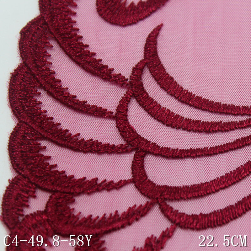 FREEDOMBEAUTY | Purple and red modern wing pattern mesh embroidery lace, clothing edge curtain lace accessories