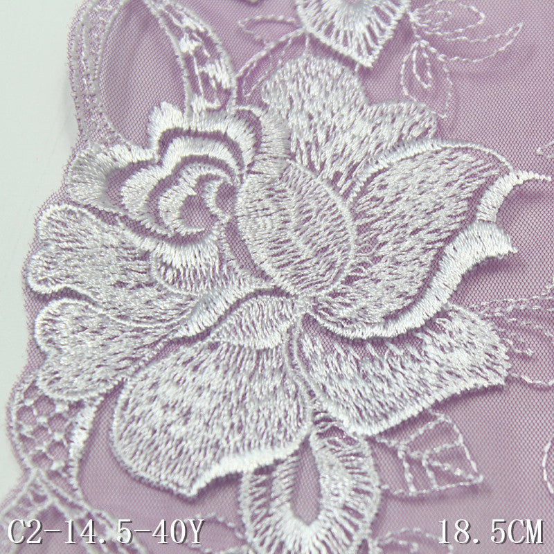 FREEDOMBEAUTY | [1pack] Neoclassical two-color mesh yarn embroidered lace exquisite flower thread 22.5cm clothing skirt accessories