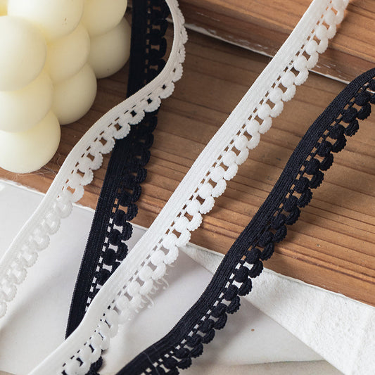 FREEDOMBEAUTY | Factory direct 1.2CM nylon elastic hollow bud belt DIY women's underwear edge pressing decorative elastic bud belt