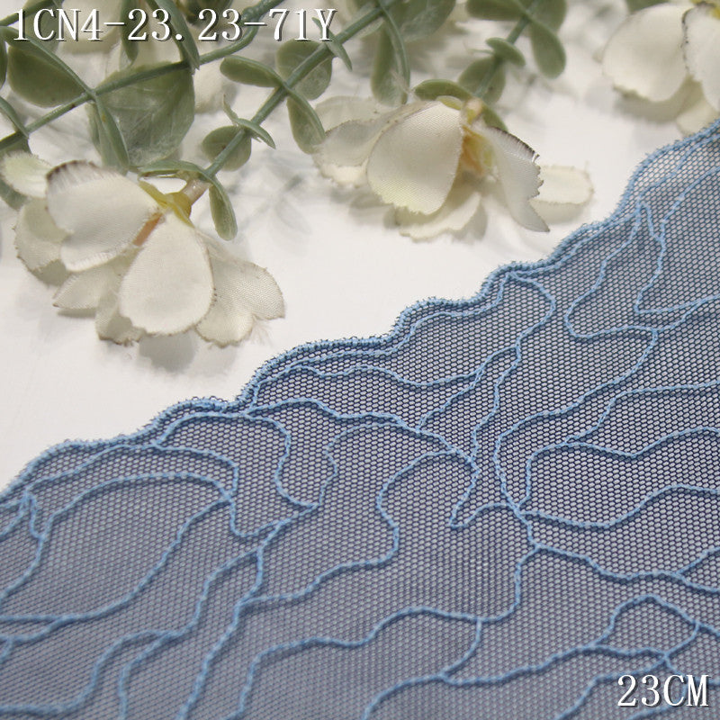 FREEDOMBEAUTY | [1Pack] Indigo mesh yarn simple full irregular stripes embroidery lace 23cm clothing accessories lace accessories