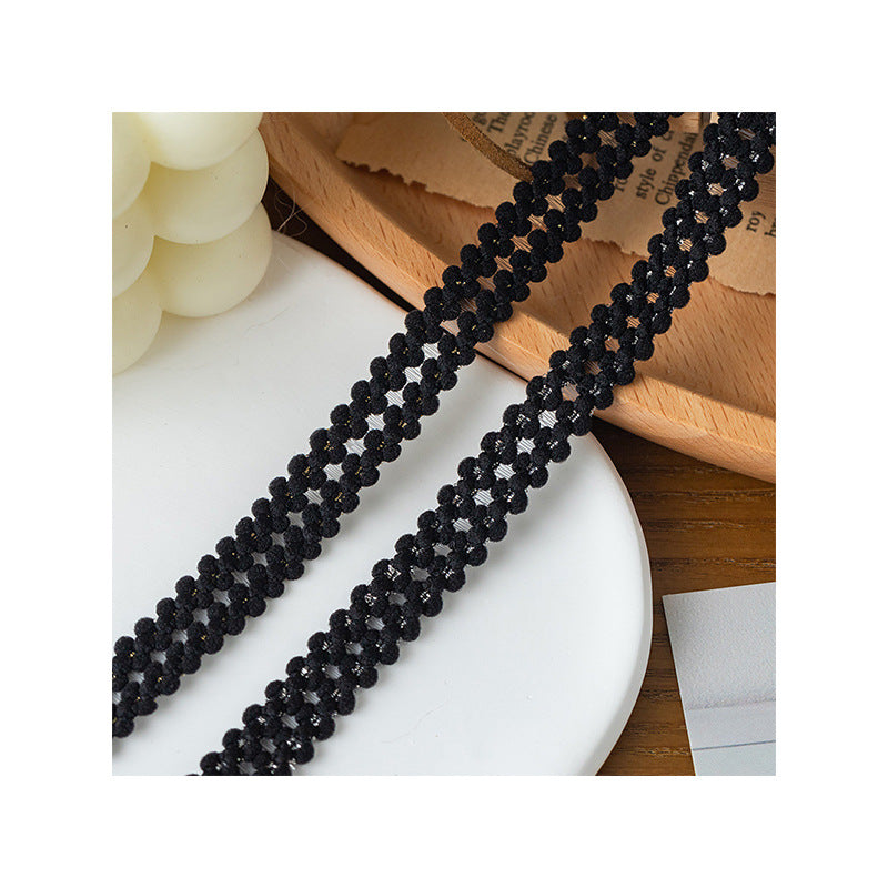 FREEDOMBEAUTY | Factory direct 1.2CM double hairball gold and silver wire elastic fish silk shoulder strap, handmade DIY vest women's elastic band