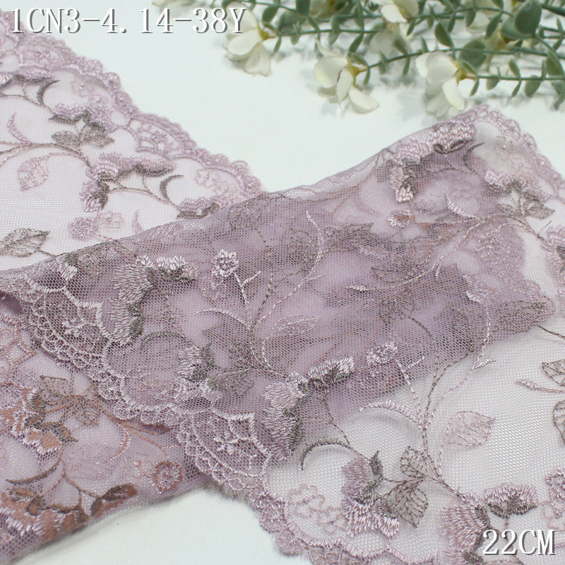 【1Pack】-Freedombeauty | Three-color mesh bilateral classical exquisite flower embroidery lace 22.5cm clothing jewelry home textile accessories