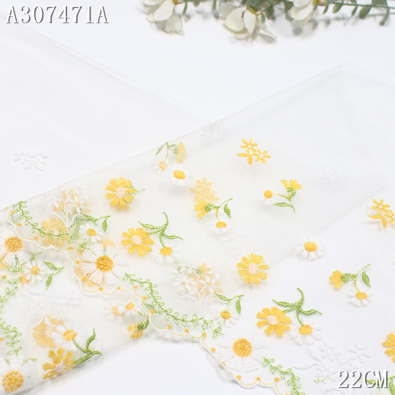 FREEDOMBEAUTY |  Boutique Summer Daisies Fresh Mesh Embroidery Lace, Pastoral Clothing Merchandise Lace Accessories