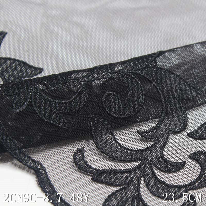 FREEDOMBEAUTY | Black mesh polyester thread wild tattoo embroidery lace, wholesale apparel performance clothes DIY lace accessories