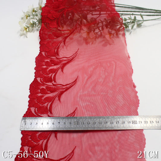 FREEDOMBEAUTY | Big red single/bilateral exquisite stamen embroidered lace 21cm underwear home textile lace accessories