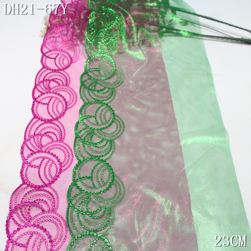 FREEDOMBEAUTY | [1Pack] Hot stamping light mesh yarn geometric simple graphics embroidery lace, performance clothes party decoration lace accessories