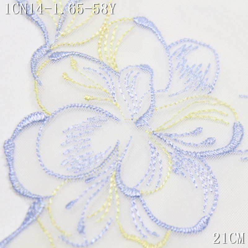FREEDOMBEAUTY | [1Pack] Beautiful exquisite silver and gold thread flower mesh embroidery lace 21cm clothing underwear skirt lace accessories