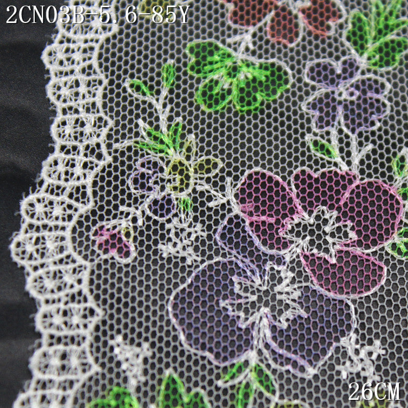FREEDOMBEAUTY |  simple fresh color flower light mesh embroidery lace, children's skirt DIY lace accessories