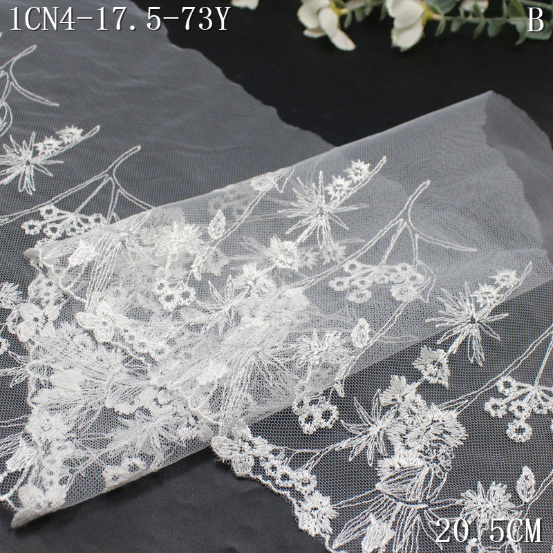 FREEDOMBEAUTY | [1Pack] Colored Plant Flower Clusters Small Fresh Mesh Embroidery Lace 20cm Skirt Wedding Curtain Lace Accessories