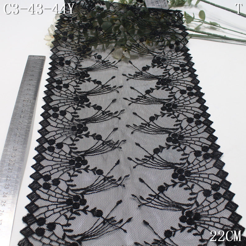 FREEDOMBEAUTY | Spot black mesh embroidery lace bilateral radioactive pattern, fashion underwear accessories lace lace accessories