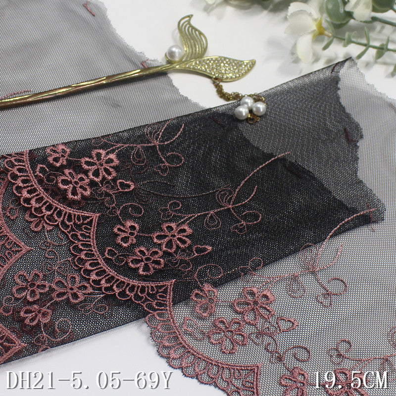 FREEDOMBEAUTY | Multi-color mesh unilateral French flower embroidery lace, clothing home textile 19cm lace accessories