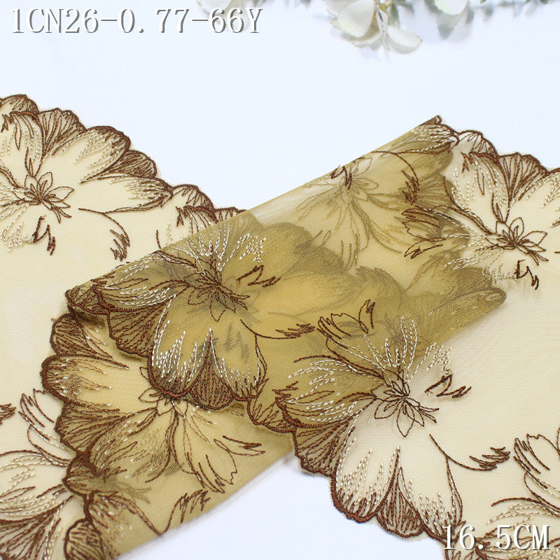 FREEDOMBEAUTY | [1Pack] Cool classical multi-color bilateral silver thread large flower embroidery lace 31cm clothing dress headscarf lace accessories