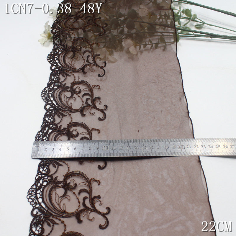 FREEDOMBEAUTY | [1Pack] Silver thread water-soluble embroidery lace roll pattern 22cm clothing home textile lace accessories DIY