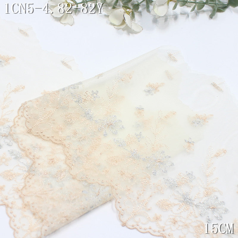 FREEDOMBEAUTY | [1Pack] Color mesh embroidery lace fresh and beautiful silver thread small flower 27cm dress wedding lace accessories
