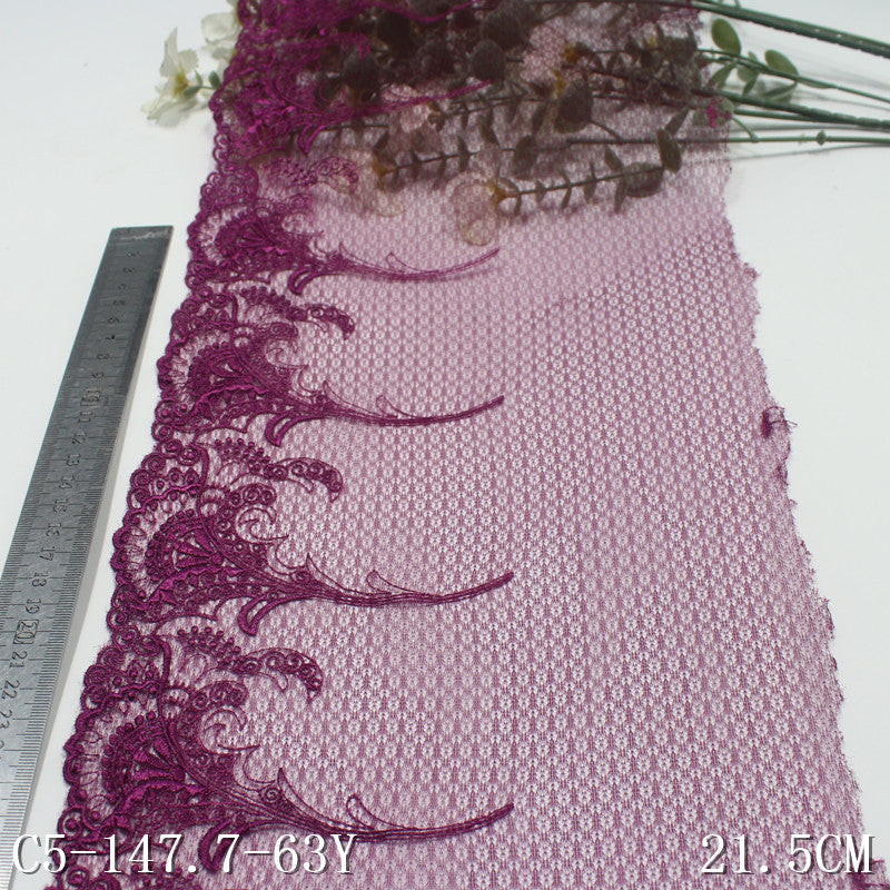 FREEDOMBEAUTY | Dark Purple Lace Mesh Embroidery Lace Classical Flowers, Clothing Home Textiles DIY Lace Lace Accessories