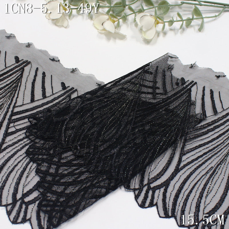FREEDOMBEAUTY | Fashion Flowing Gold Thread Phoenix Tail Mesh Embroidery Lace, Clothing Dress Skirt Lace Accessories