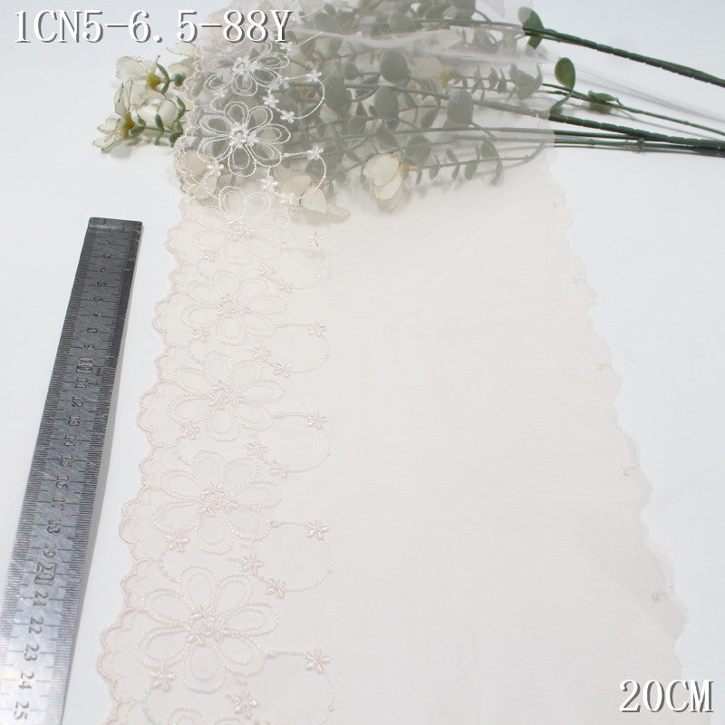FREEDOMBEAUTY | Simple and plain light pink silver thread garland mesh embroidery lace, clothing underwear skirt accessories DIY