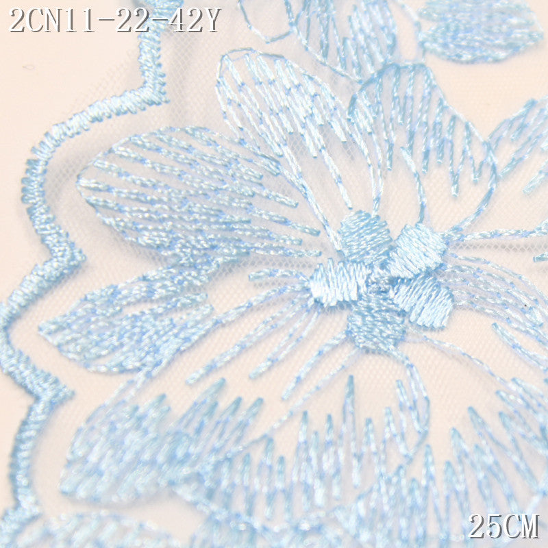 FREEDOMBEAUTY | Classic two-color bilateral flower light mesh embroidery lace 25cm clothing home lace accessories