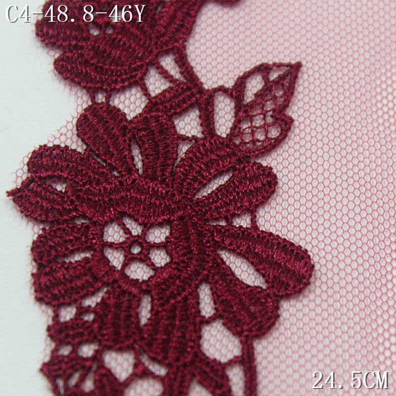 FREEDOMBEAUTY | Spot retro crimson mesh embroidery lace bilateral water-soluble flowers, clothing accessories underwear lace accessories