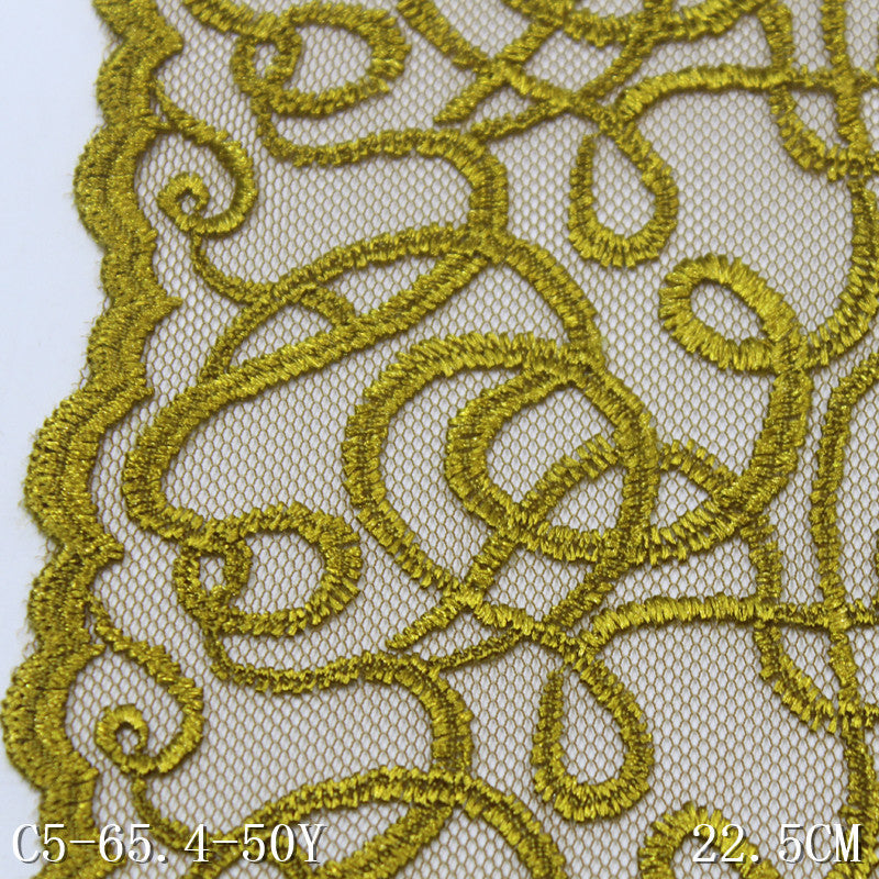 FREEDOMBEAUTY | Soil gold minimalist line mesh embroidery lace, clothing handmade dress DIY lace accessories
