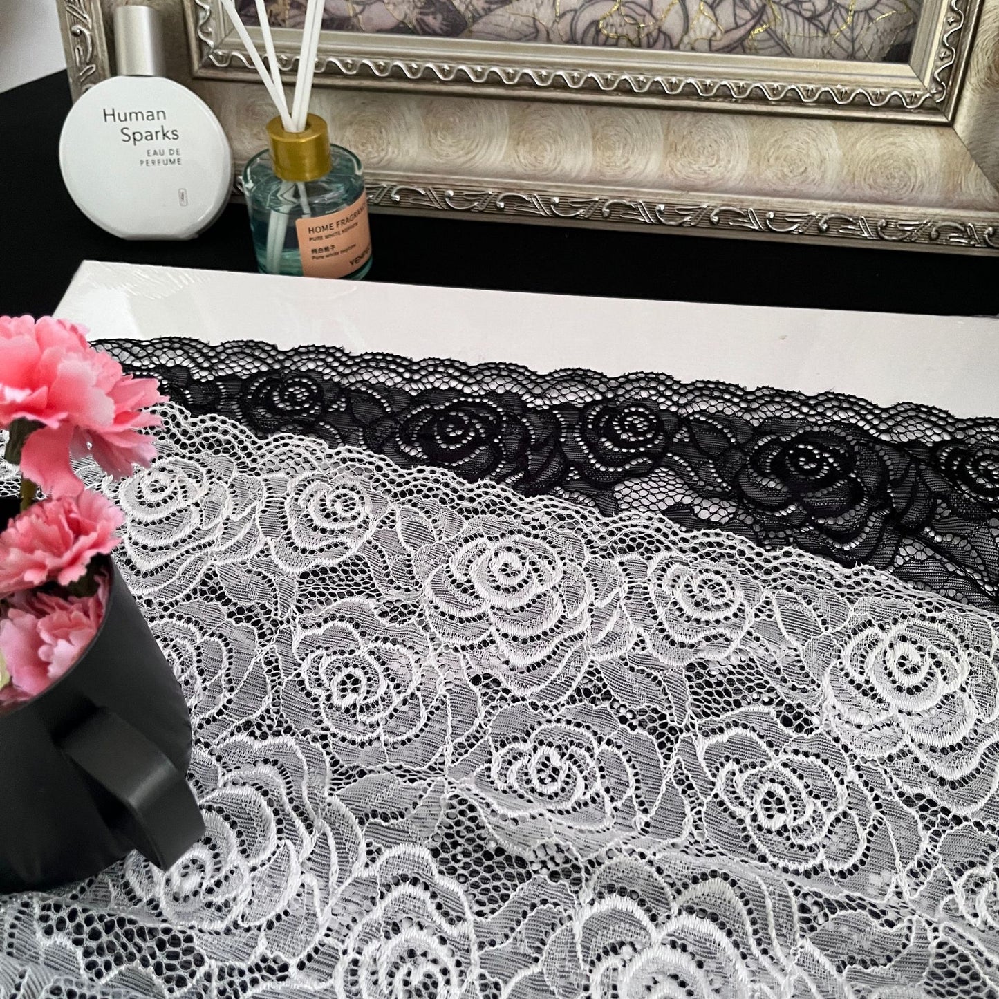 FREEDOMBEAUTY | 39cm manufacturers supply nylon lace fabric hollow embroidery lace fabric women's skirt suspender spot dress