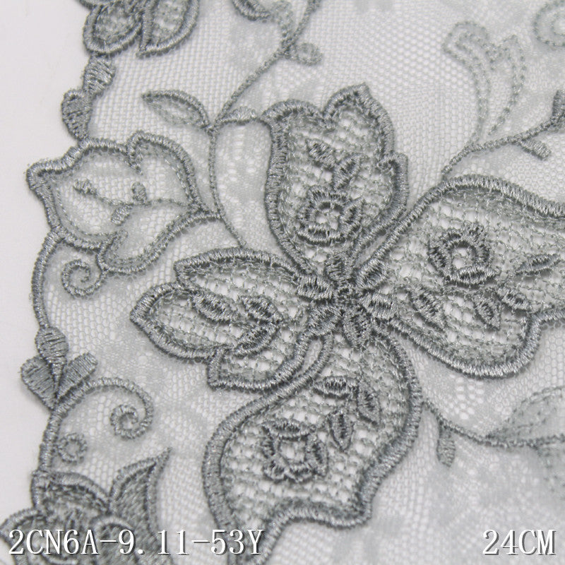 FREEDOMBEAUTY | Smoke cyan classic exquisite flower lace mesh embroidered lace, cheongsam clothing home textile lace accessories