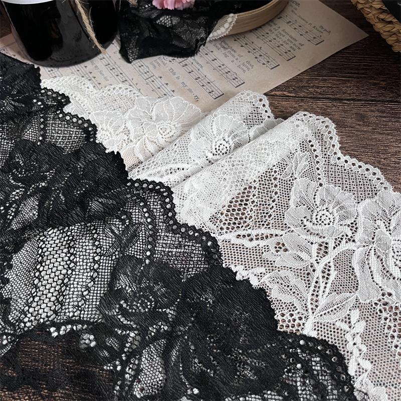 FREEDOMBEAUTY | Black lace lace accessories imported DIY fabric flower skirt lining extended wide elastic engraved lace fabric cloth