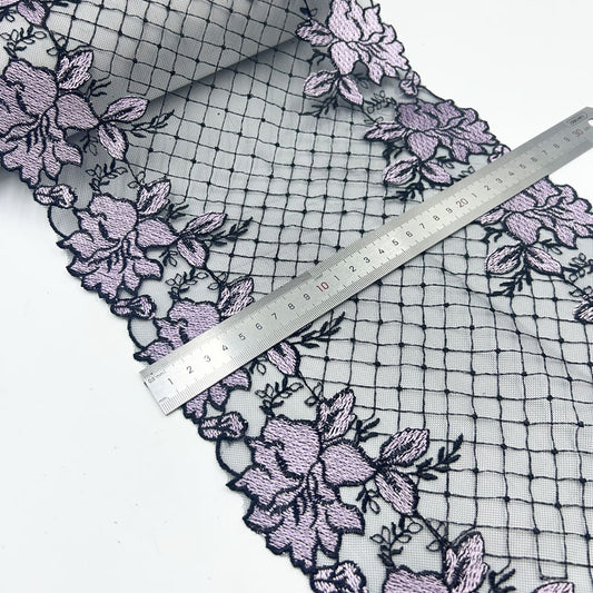 FREEDOMBEAUTY | Black Embroidery Mesh Grid Line Lace Underwear Lace Curtain Home Textile Sofa Cushion Accessories Three-dimensional Embroidery
