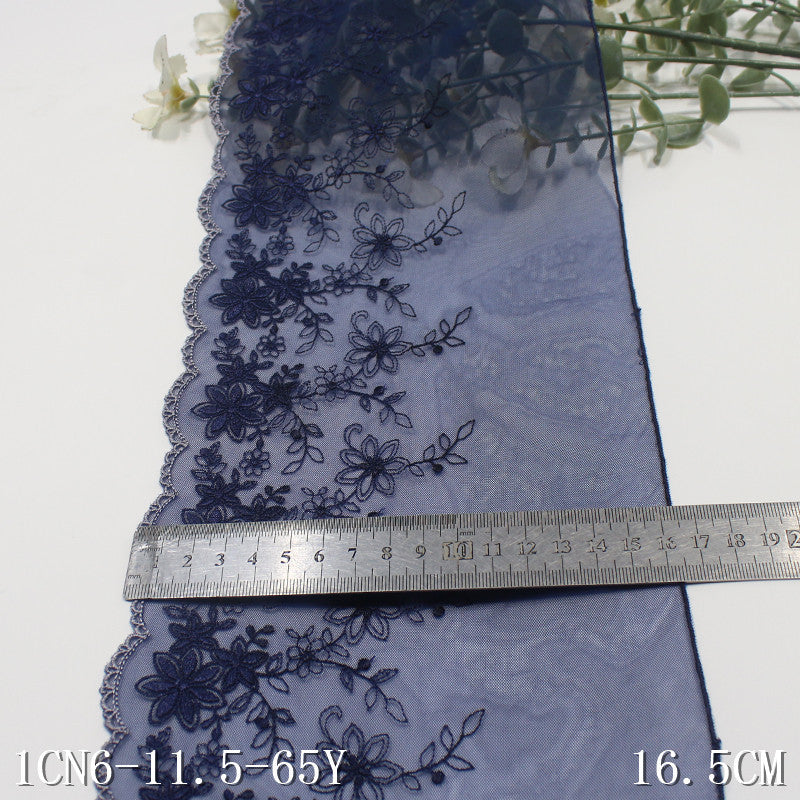 FREEDOMBEAUTY | Spot dark blue French bilateral floral mesh embroidery lace, dress skirt wedding lace accessories