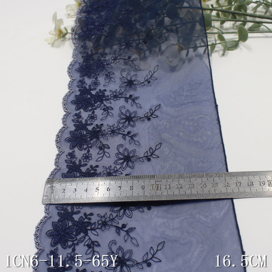 FREEDOMBEAUTY | Spot dark blue French bilateral floral mesh embroidery lace, dress skirt wedding lace accessories